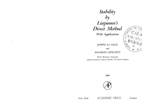 Stability By Liapunov's Direct Method with Application