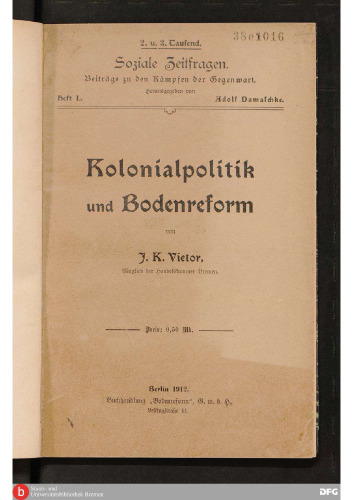 Kolonialpolitik und Bodenreform