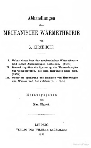 Abhandlungen über mechanische Wärmetheorie (1858)