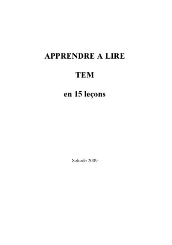 Apprendre a lire tem en 15 leçons