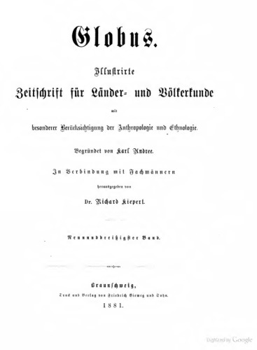 Globus. Illustrirte Zeitschrift für Länder- und Völkerkunde