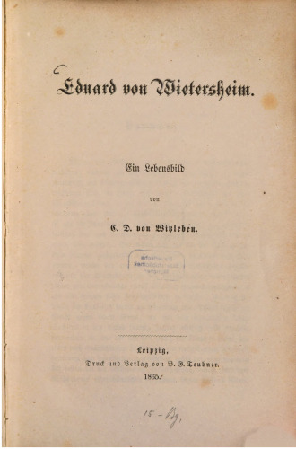 Eduard von Wietersheim : Ein Lebensbild
