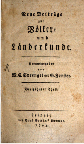 Neue Beiträge zur Völker- und Länderkunde