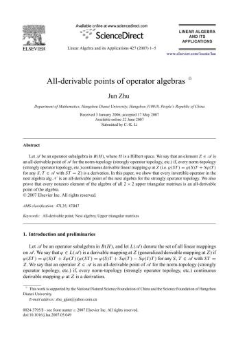 Linear Algebra and its Applications. Volume 427