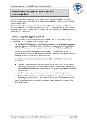 IB Geography - Global Interactions EXTRA