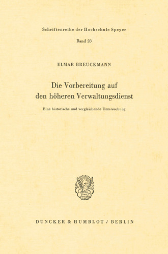 Die Vorbereitung Auf Den Hoheren Verwaltungsdienst