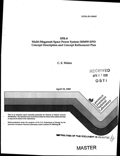 SPR-8 Multi-Megawatt Space Power System [concepts]