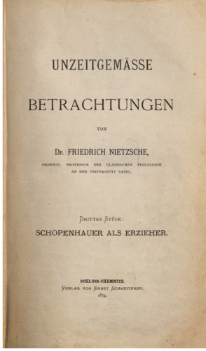 Schopenhauer als Erzieher