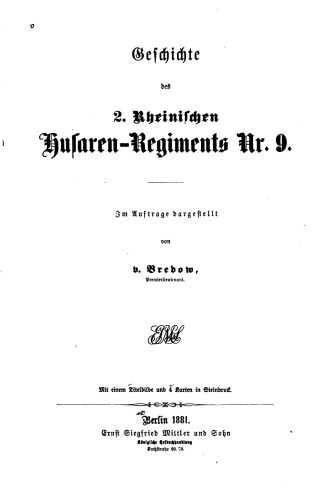 Geschichte des 2. Rheinischen Husaren-Regiments Nr. 9