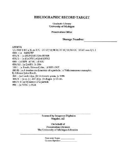 A treatise on dynamics of a particle