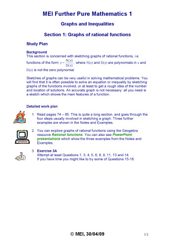 MEI FP1 Study Resources Graphs And Inequalities 1-2