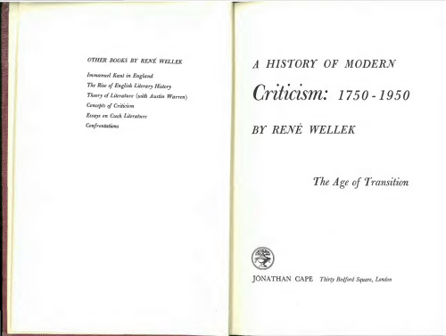 A History of Modern Criticism Vol.3: The Age of Transition