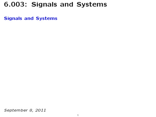 Signals and Systems: Lecture Notes