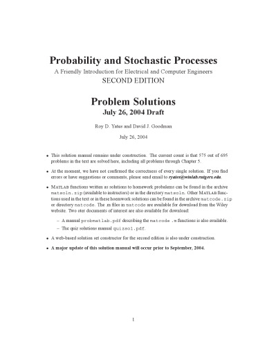 Probability and Stochastic Processes (Solutions)