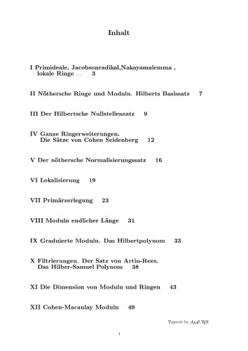 Kommutative Algebra