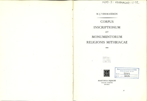 Corpus Inscriptionum Et Monumentorum Religionis Mithriacae