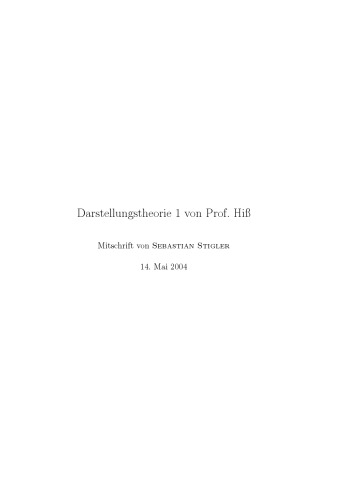Darstellungstheorie 1 [Lecture notes]