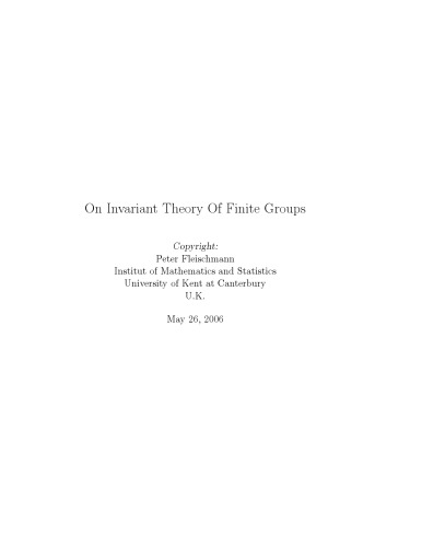 On Invariant Theory Of Finite Groups [expository notes]