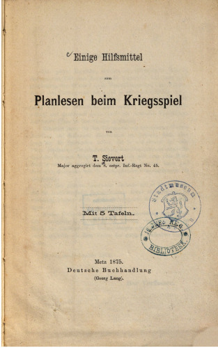 Einige Hilfsmittel zum Planlesen beim Kriegsspiel