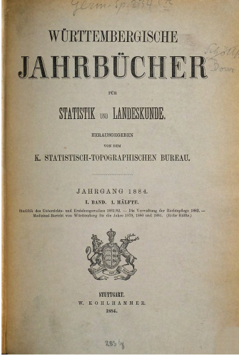 Württembergische Jahrbücher für Statistik und Landeskunde