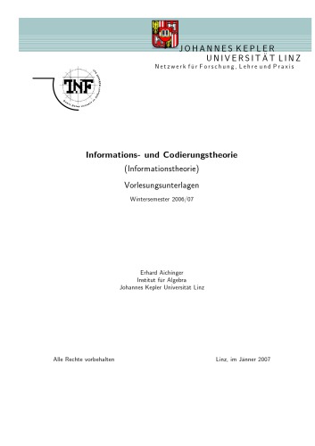 Informations- und Codierungstheorie [Lecture notes]