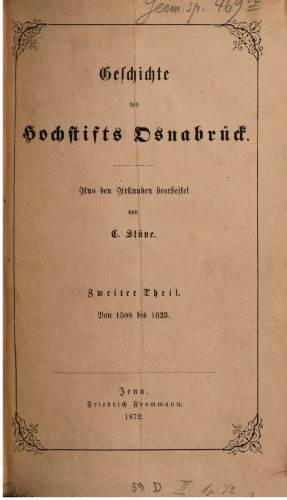 Geschichte des Hochstifts Osnabrück von 1508 bis 1623