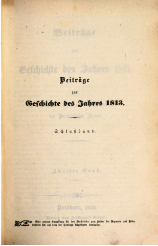 Beiträge zur Geschichte des Jahres 1813