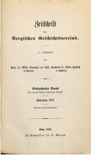 Zeitschrift des Bergischen Geschichtsvereins