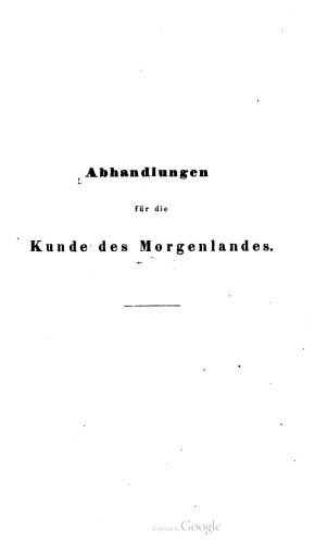 Abhandlungen für die Kunde des Morgenlandes