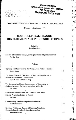 Sociocultural Change, Development and Indigenous Peoples