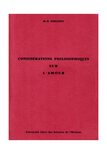 Cours ULSH - 1979-1980 - Considérations philosophiques sur l'amour