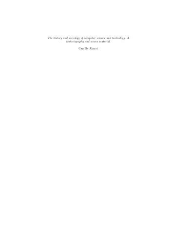 The history and sociology of computer science and technology