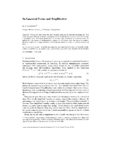 On canonical forms and simplification