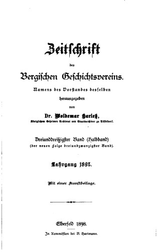 Zeitschrift des Bergischen Geschichtsvereins