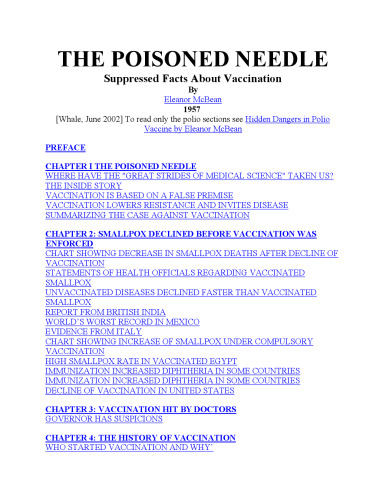 THE POISONED NEEDLE Suppressed Facts About Vaccination