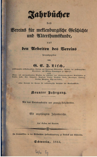 Jahrbücher des Vereins für mecklenburgische Geschichte und Altertumskunde