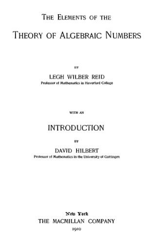 The elements of the theory of algebraic numbers