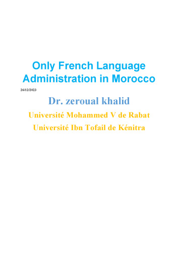 Only French Language Administration in Morocco