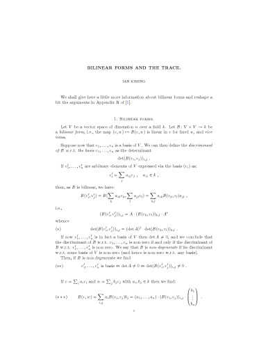 Bilinear forms and the trace