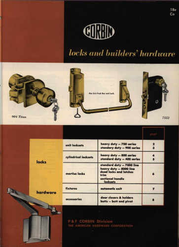 Corbin Locks and Builders Hardware 1959 Catalog
