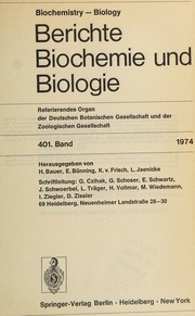 Berichte Biochemie und Biologie 1974-11: Vol 401 Iss 1