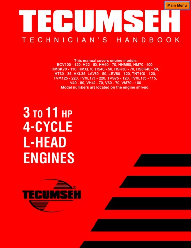 Tecumseh (3-11 HP 4-Cycle L-Head Engines) Technicians Handbook