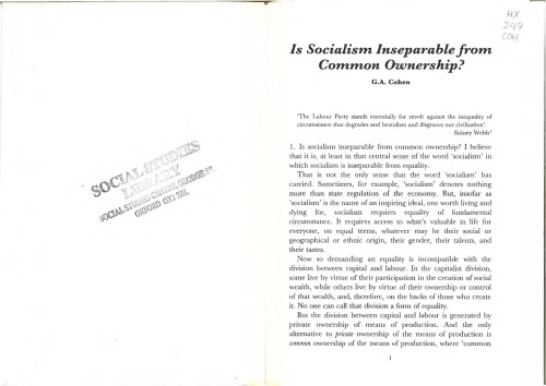 Is Socialism Inseperable from Common Ownership