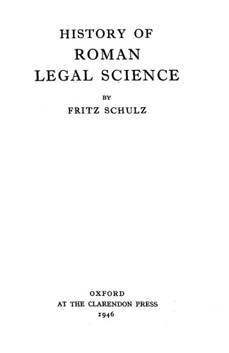 History of Roman Legal Science