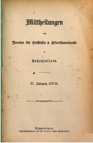 Mitteilungen des Vereins für Geschichte und Altertumskunde in Hohenzollern