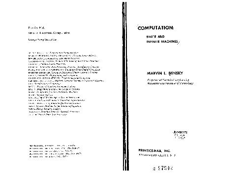 Computation, Finite And Infinite Machines
