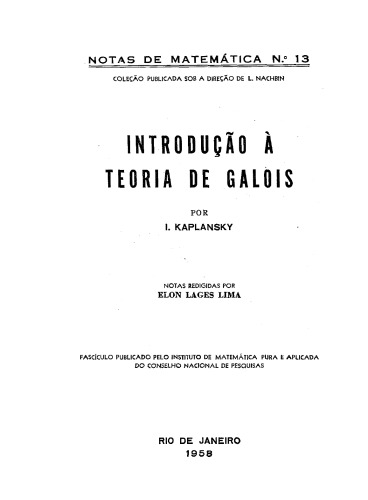 INTRODUÇÃO À TEORIA DE GALOIS