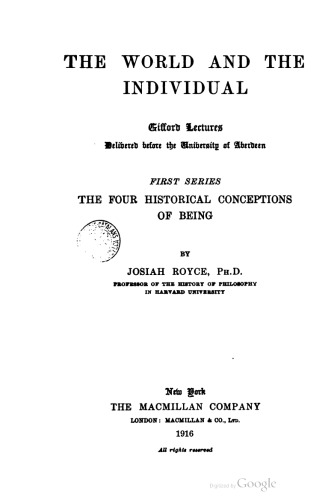 The world and the Individual - First Series
