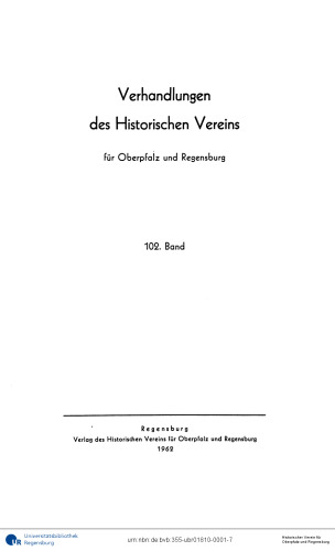 Verhandlungen des Historischen Vereins für Oberpfalz und Regensburg