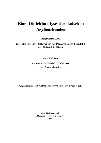 Eine Dialektanalyse der koischen Asylieurkunden